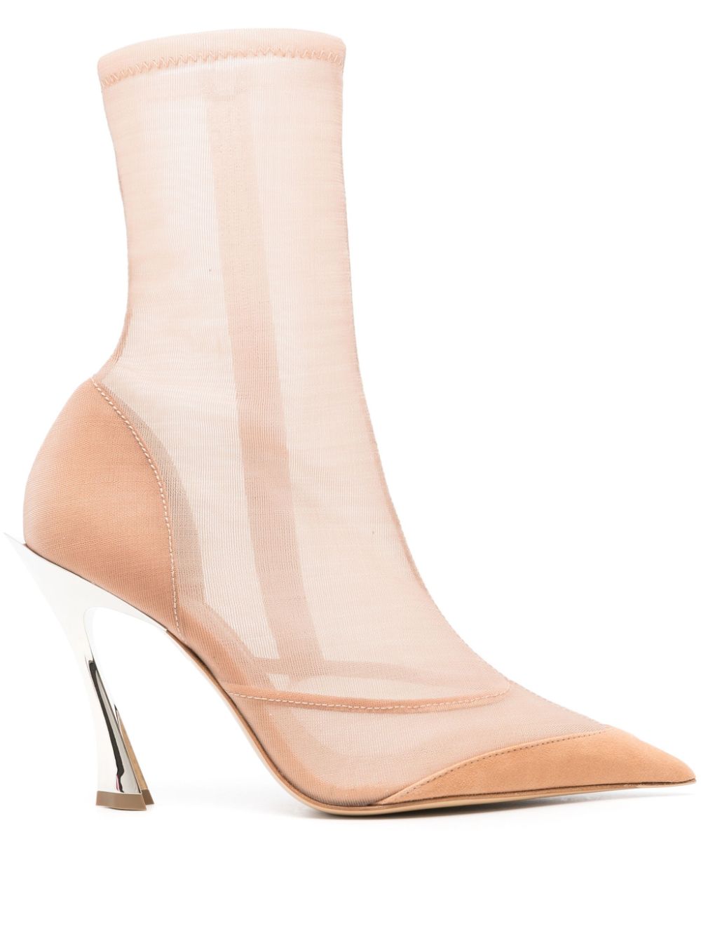 Shop Mugler 100mm Semi-sheer Ankles Boots In Neutrals