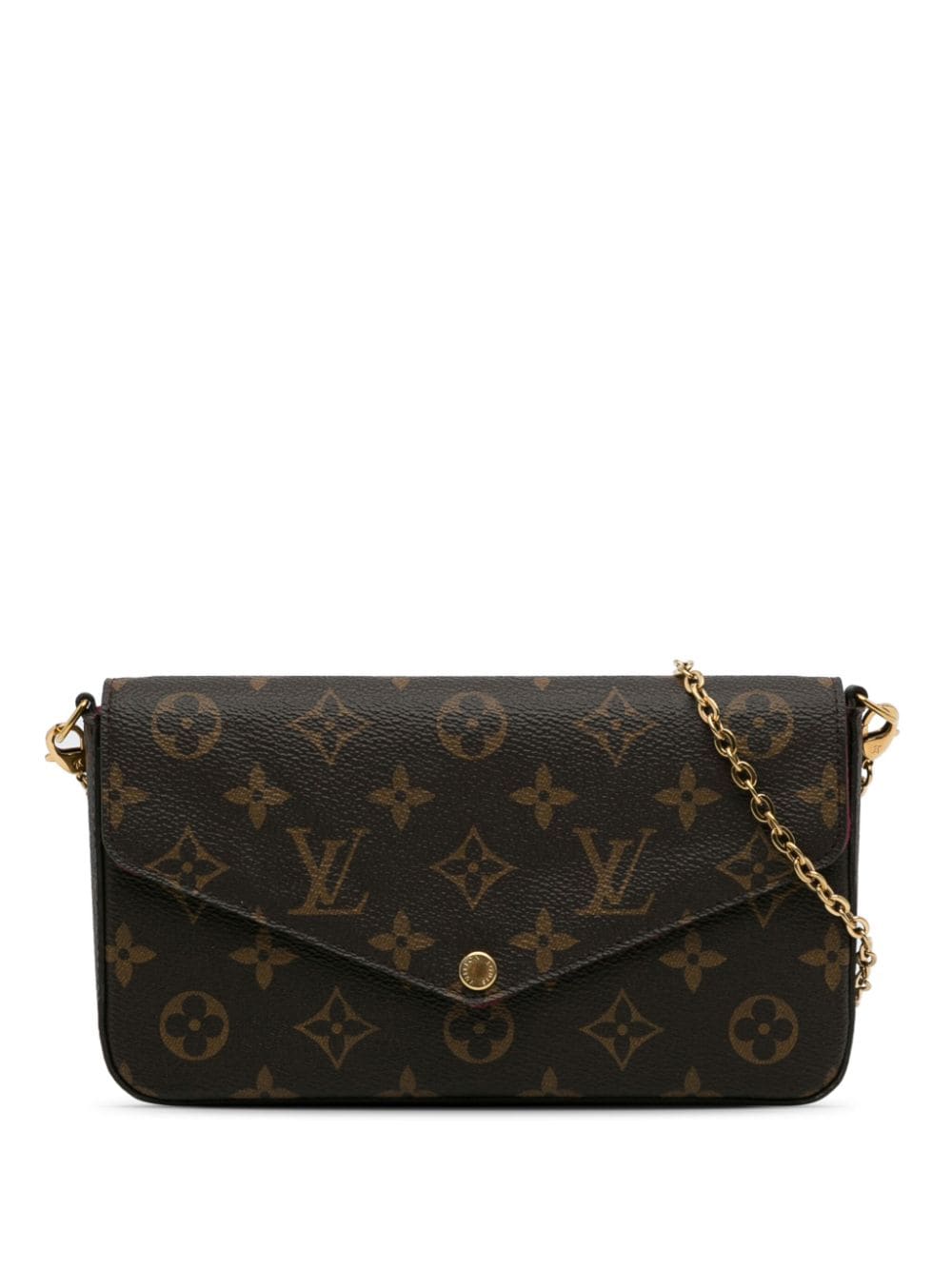 Pre-owned Louis Vuitton 2016 Monogram Pochette Felicie Crossbody Bag In Brown