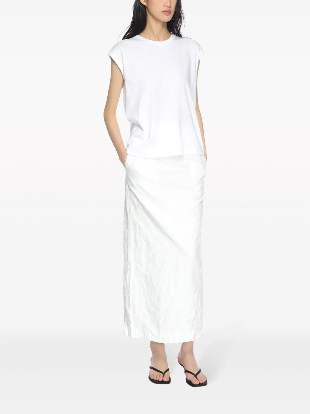 Auralee Mouwloos katoenen T-shirt Wit