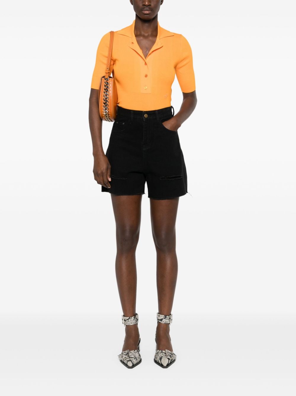 Image 2 of Patou ribbed short-sleeve polo top