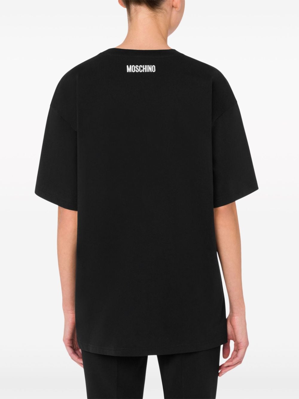 Shop Moschino Slogan-print Cotton T-shirt In Black