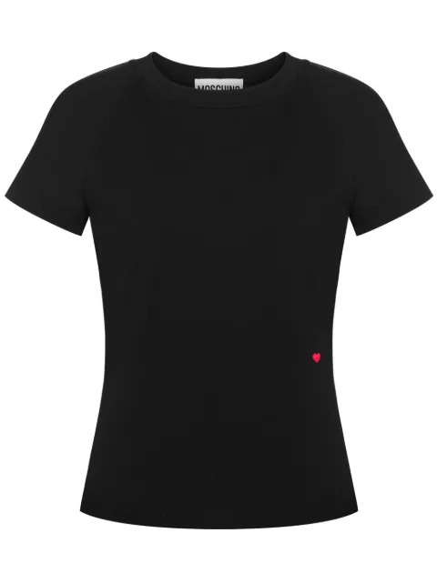 Moschino heart-embroideired cotton T-shirt