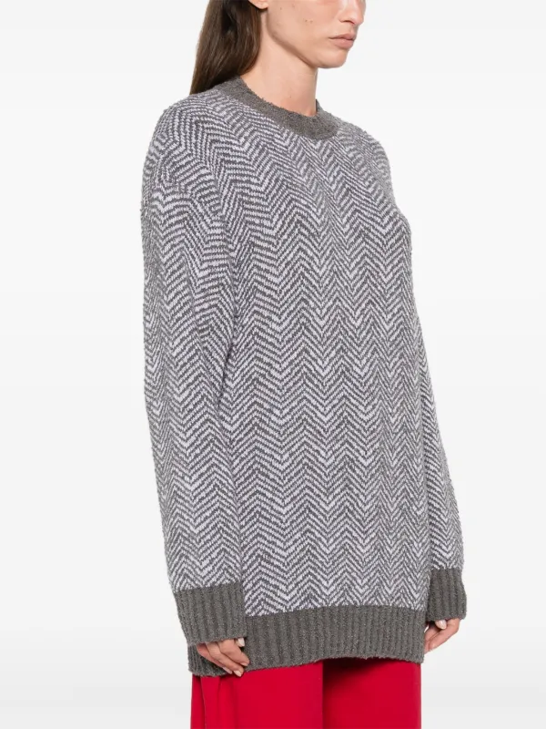 Moschino チェン飾りクロッフトハンツ J03210525 0555 Moschino chevron-pattern Jumper | Grey | FARFETCH