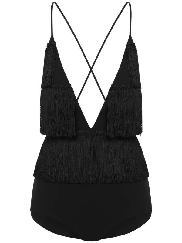 Moschino criss cross Fringed Bodysuit Black FARFETCH HK