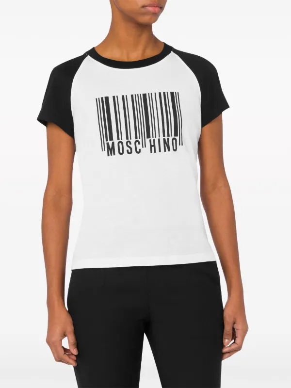 Moschino barcode-print Cotton T-shirt | White | FARFETCH