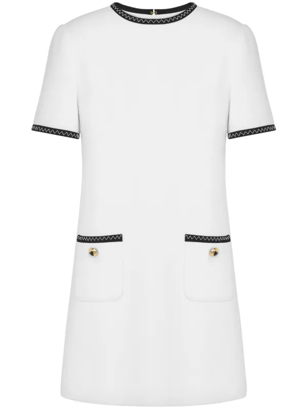 white mini dress with black trim Crowd Favorite Mini Dress