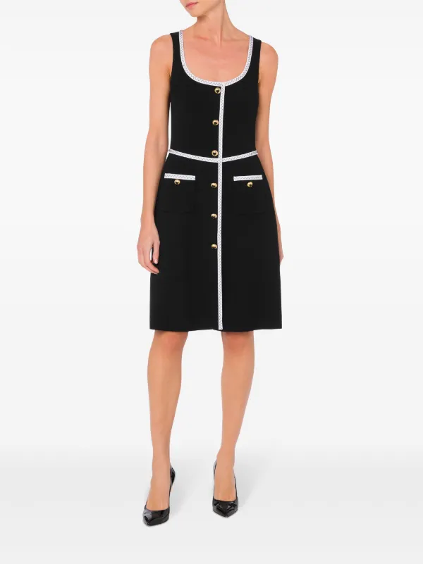 Moschino contrasting-trim scoop-neck Dress | Black | FARFETCH
