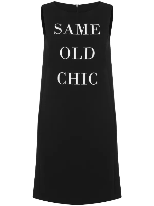 Moschino Embroidered Round-neck Dress in Black