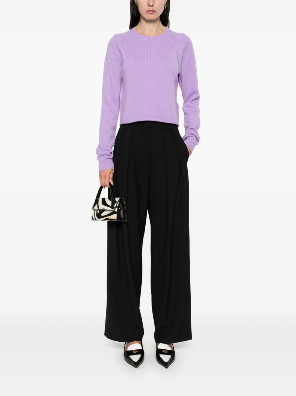 Shop Maje Ribbed Sweater In Purple