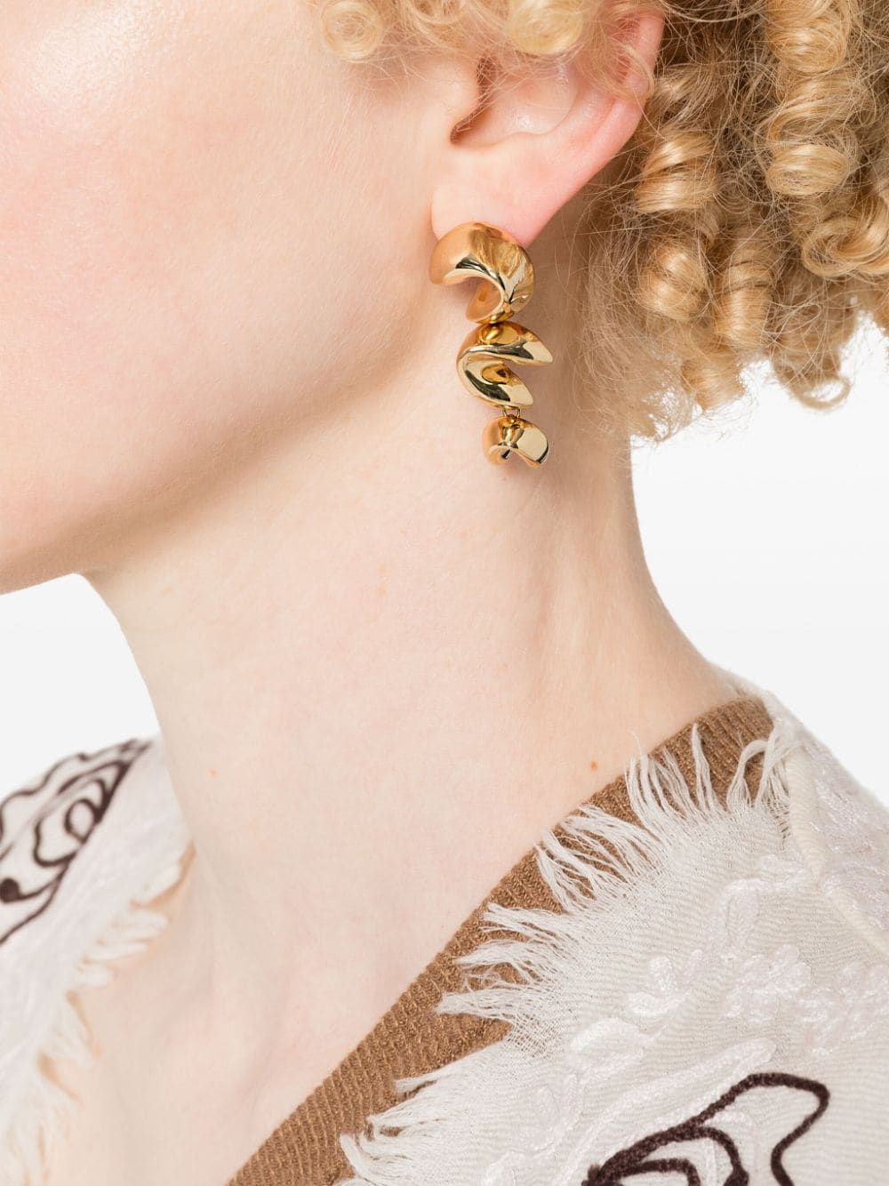 Shop Maje Fortune-cookie Dangle Earrings In Gold
