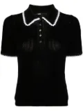 Maje crochet-trim knitted polo top - Black