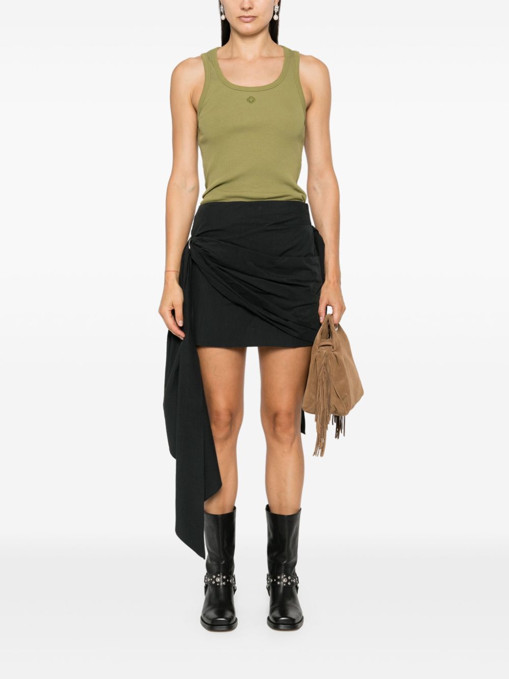 Shop Maje Ribbed Tank Top In Green