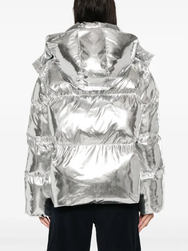 Maje Doudoune a Effet Metallise Argent FARFETCH FR