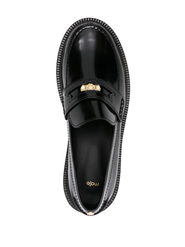 Chaussure Cuir Chaussures Maje Femme Maje Bottine à Boucles Noir