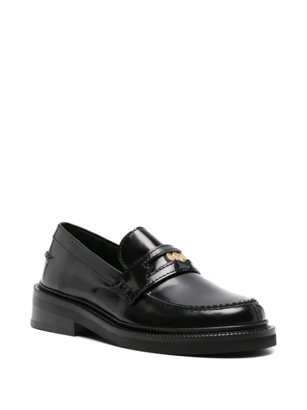 Maje Clover-detail Leather Loafers | Black | FARFETCH