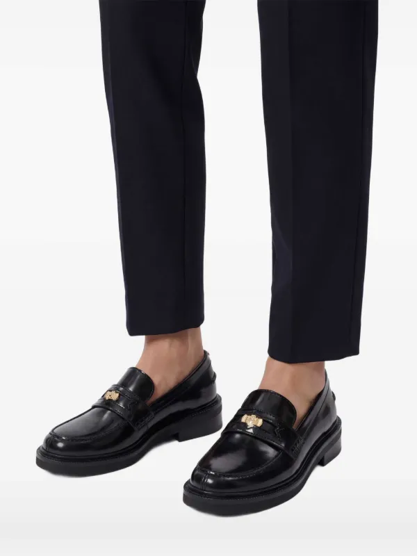 Maje Clover-detail Leather Loafers | Black | FARFETCH