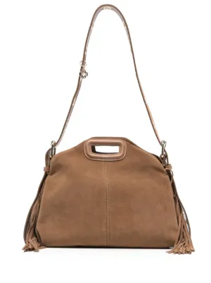 Maje Miss M Fringed Suede Shoulder Bag Brown FARFETCH EG