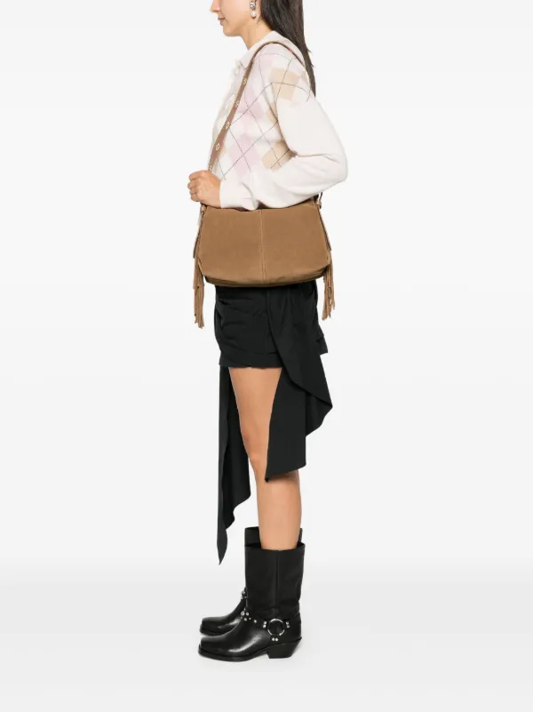 Maje Miss M Fringed Suede Shoulder Bag Brown FARFETCH JO