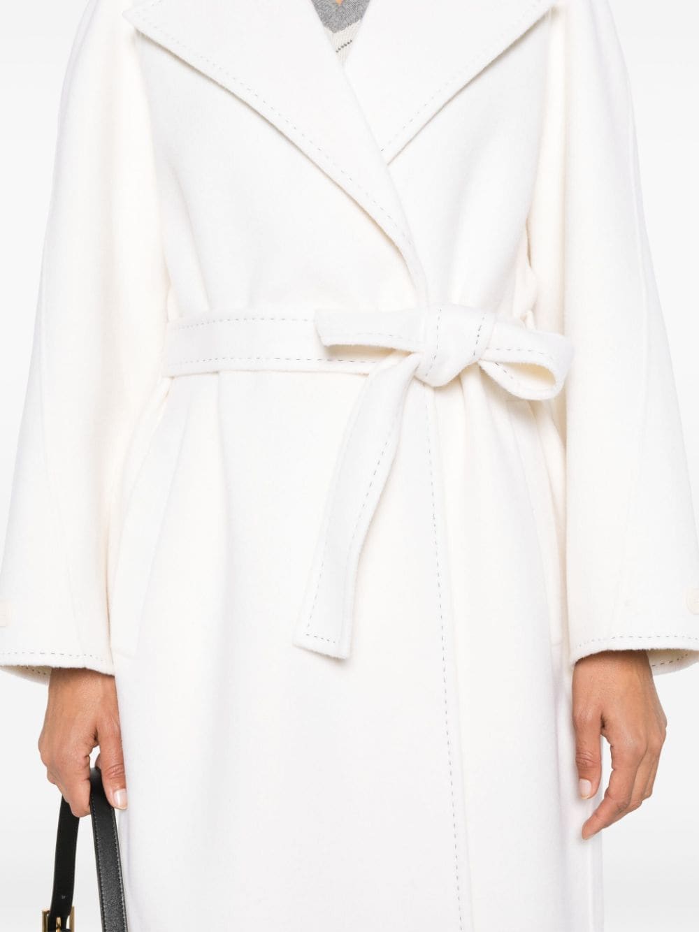 Shop Maje Belted Coat In Neutrals