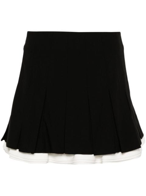 Maje pleated dual-material skort