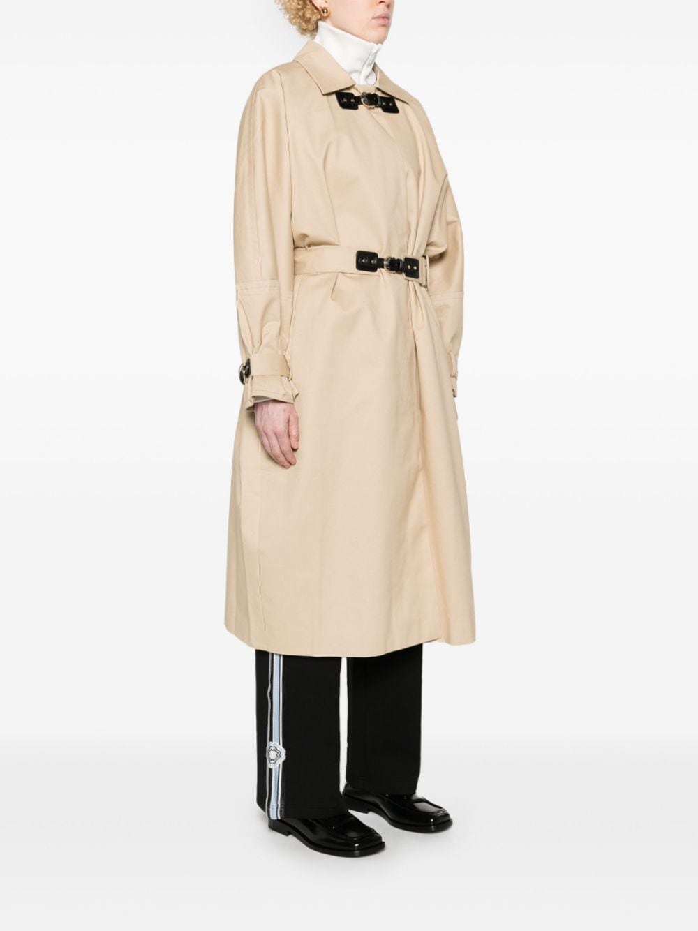 Shop Maje Belted Cotton Trench Coat In Nude