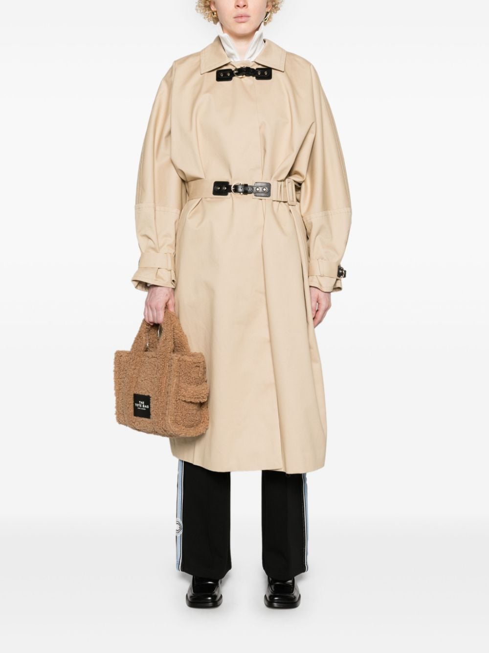 Shop Maje Belted Cotton Trench Coat In Nude