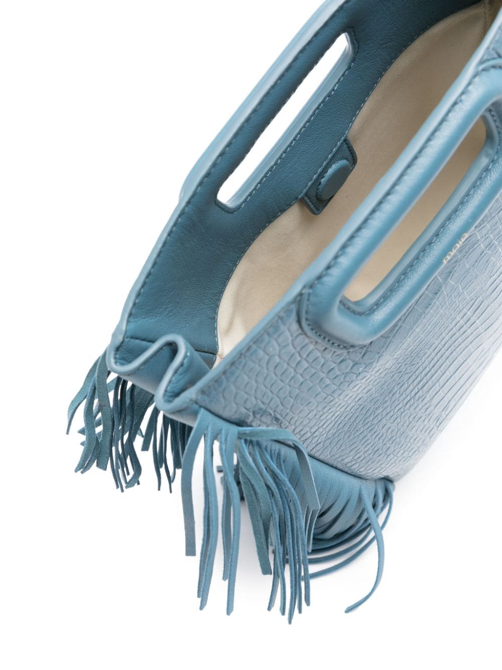 Shop Maje M Fringed Tote Bag In Blue