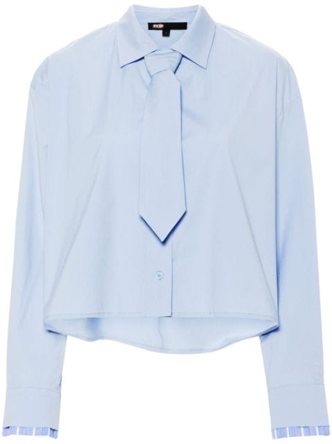 Maje tie-detail cotton cropped shirt