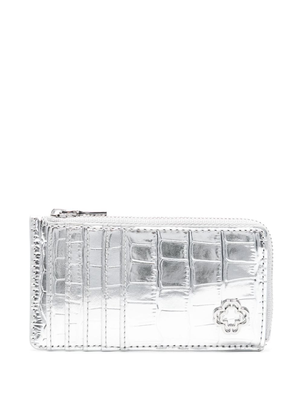 Shop Maje Leather Card Holder In Silver