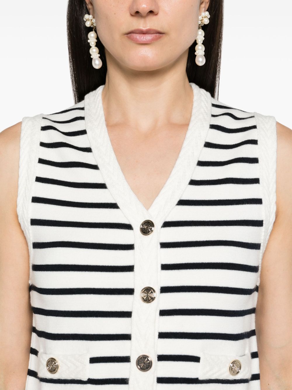 Shop Maje Striped Cropped Vest In White