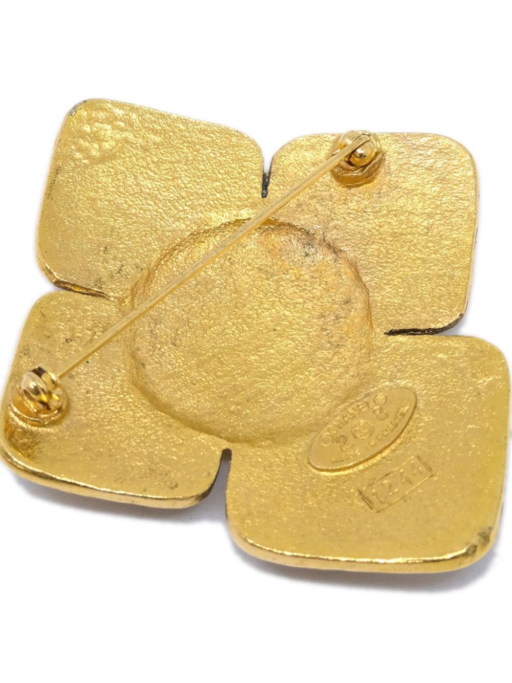 Pre-owned Chanel Flower Cc 镀金胸针（1980-1990年代典藏款） In Gold