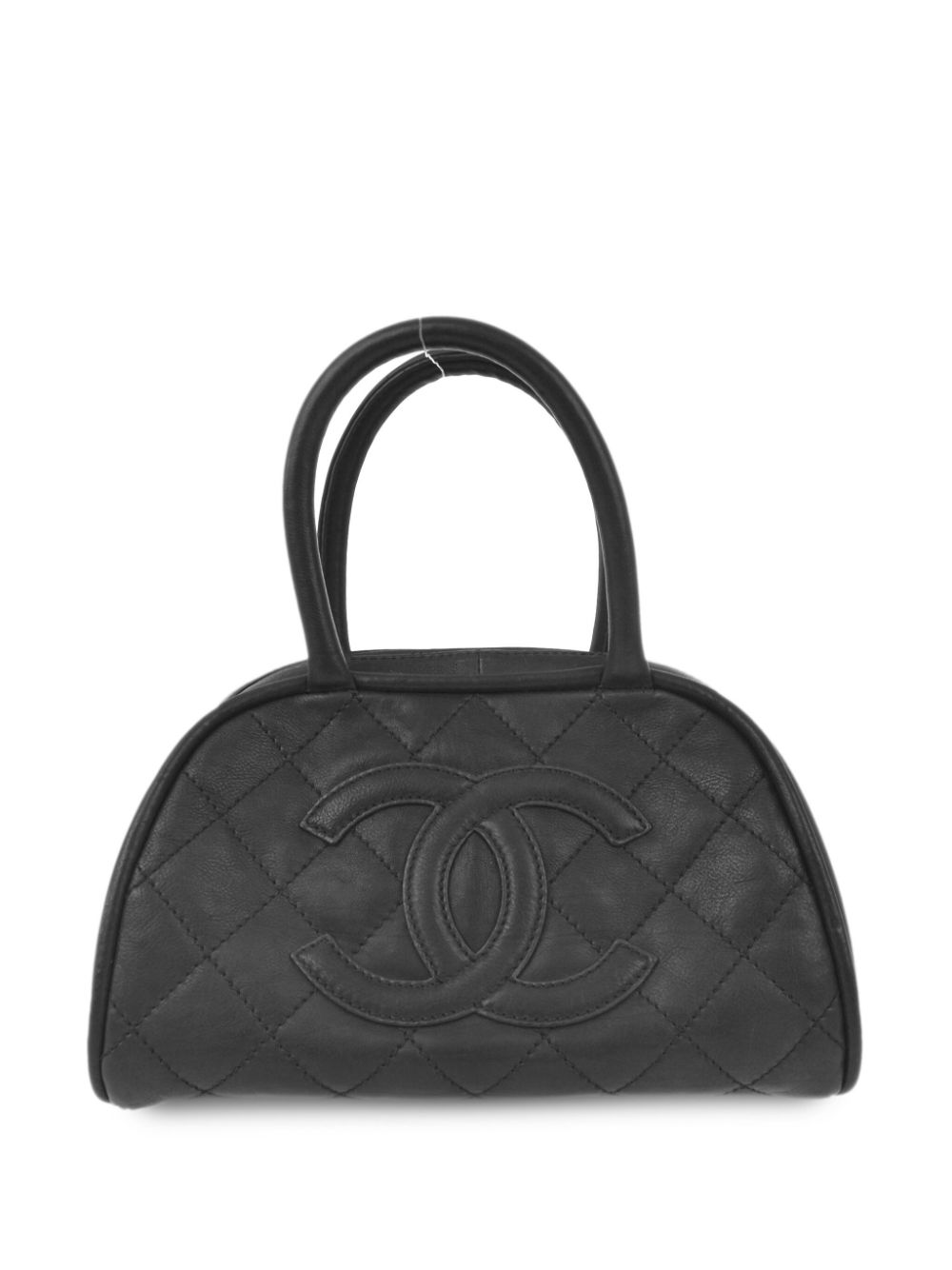 Pre-owned Chanel 2006 Cc Quilted Bowling Bag In Black