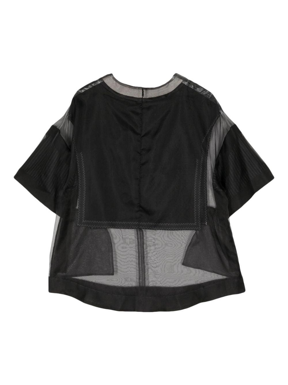 Shop Undercover Tulle-panelled T-shirt In Black