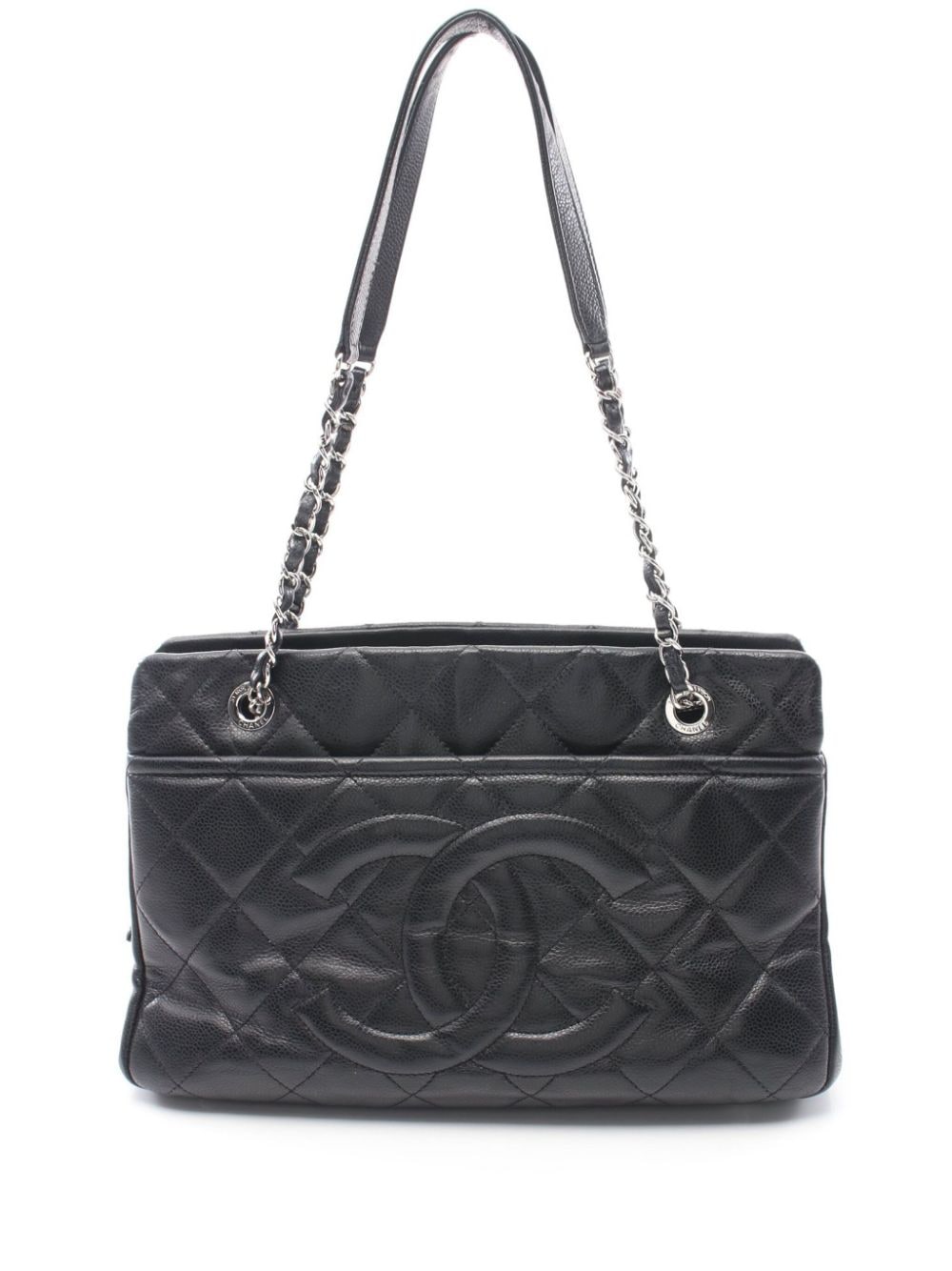 Pre-owned Chanel 2012-2013 Cc Stitch Diamond-quilted Tote Bag In 黑色