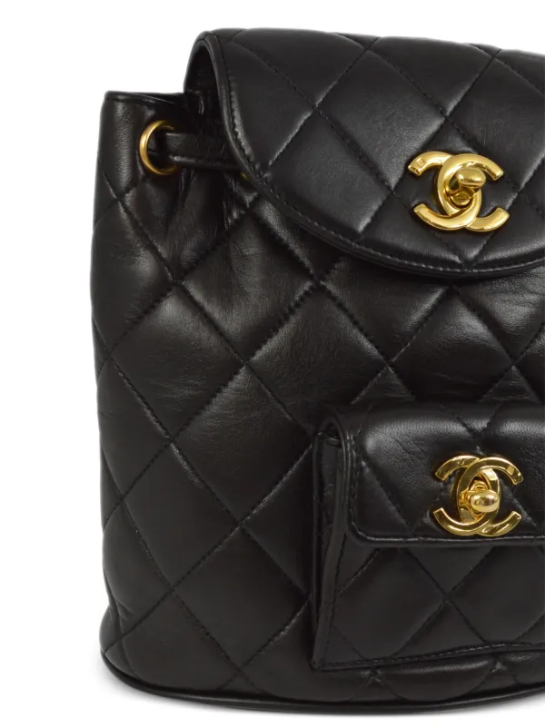 chanel vintage large 2.55 leather backpack Flap Black Patent Antique Gold Hardware Fair Condition Vintage Chanel Backpacks | Authentic