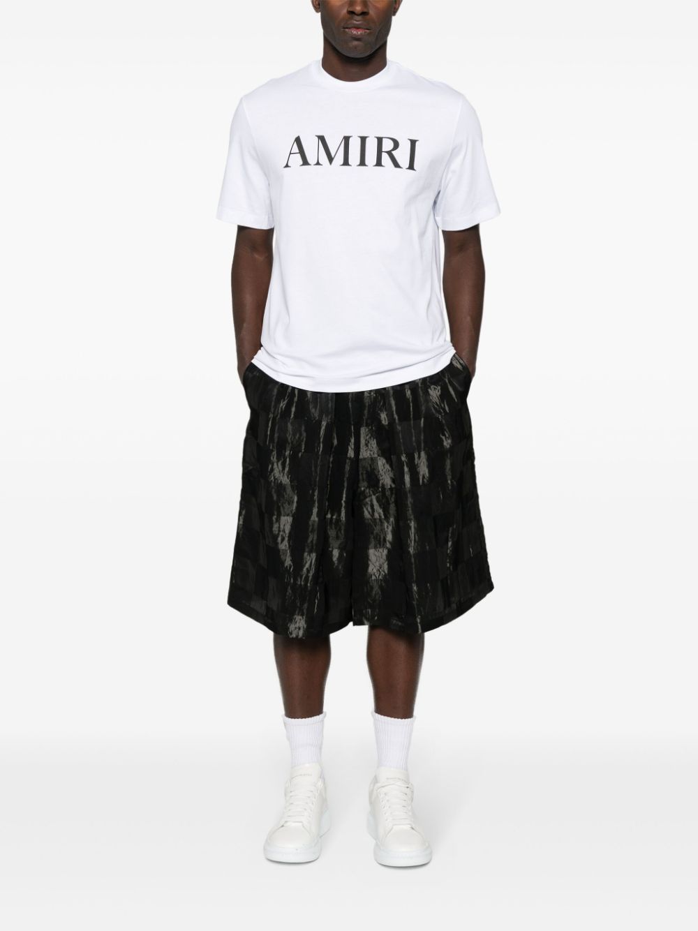 Shop Amiri Rubberised-logo T-shirt In White