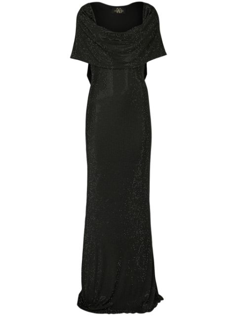 De La Vali Manhattan crystal-embellishment hooded gown