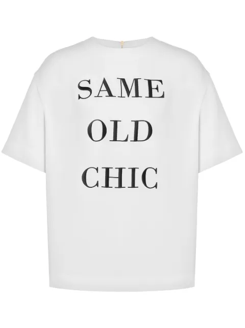 Moschino slogan-print zip-up T-shirt
