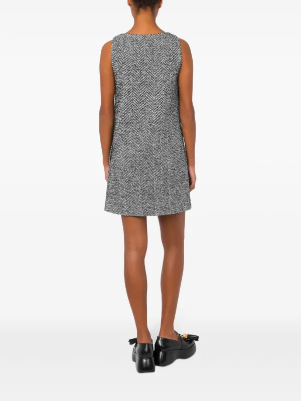 Moschino V-neck herringbone-pattern Dress | Grey | FARFETCH