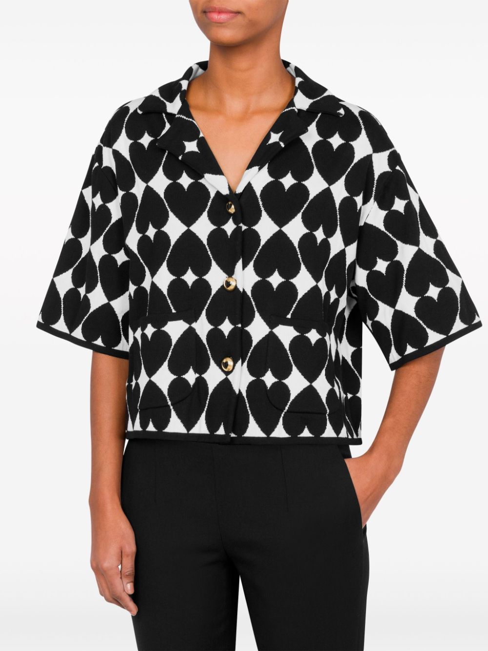 Moschino Katoenen blouse met hartprint - Zwart