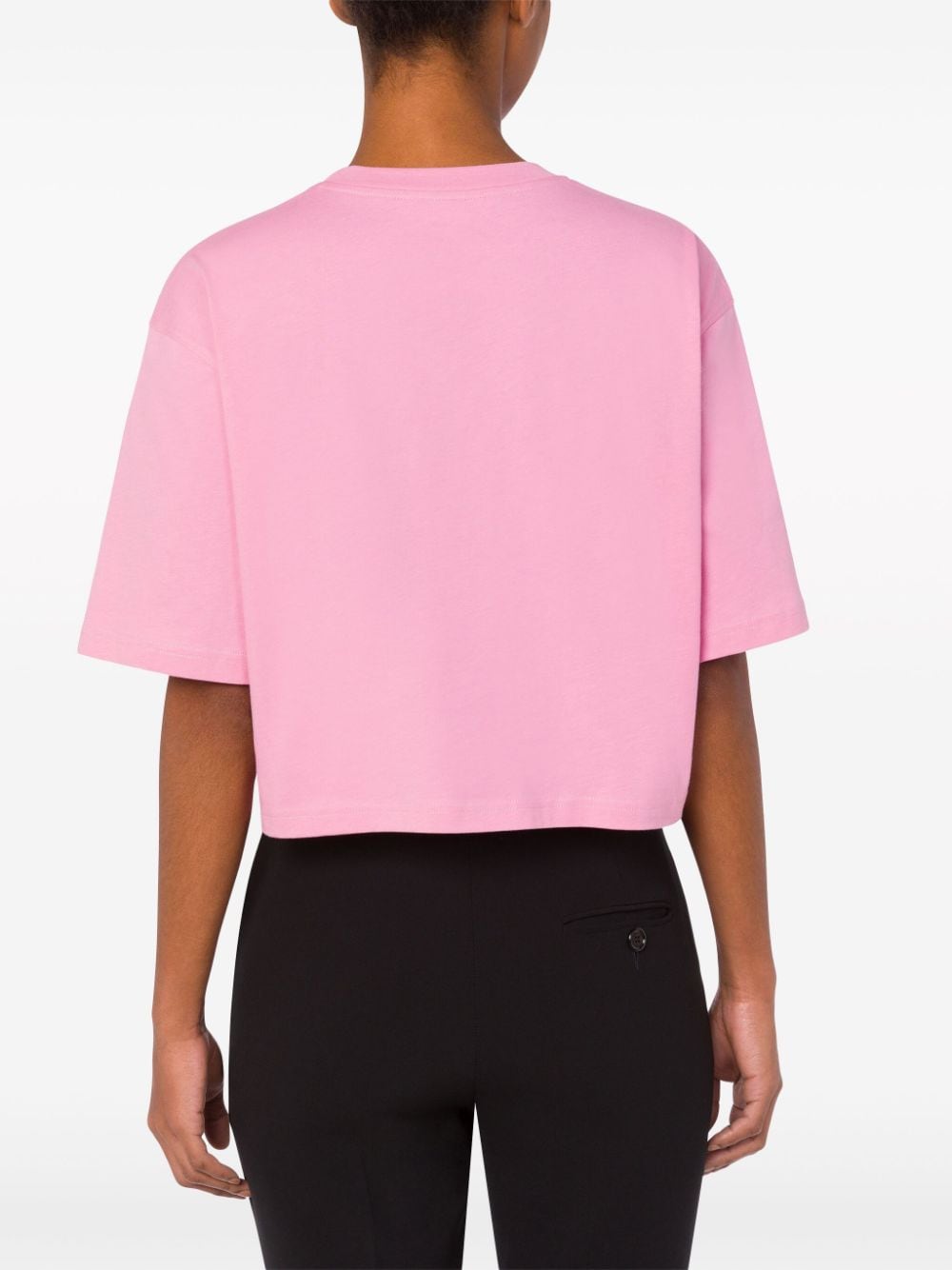 Shop Moschino Teddy Bear Cropped T-shirt In Pink