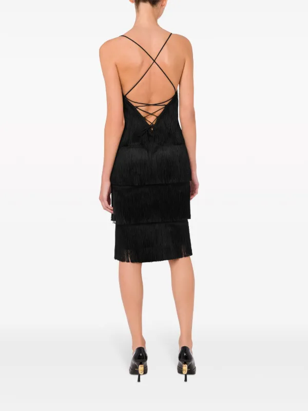 Moschino fringe detail open back Dress Black FARFETCH HK