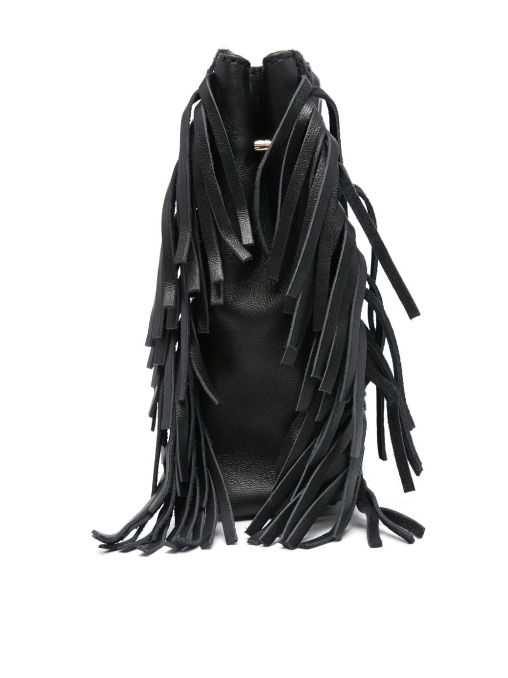 Shop Maje Fringed Mini Bag In Black