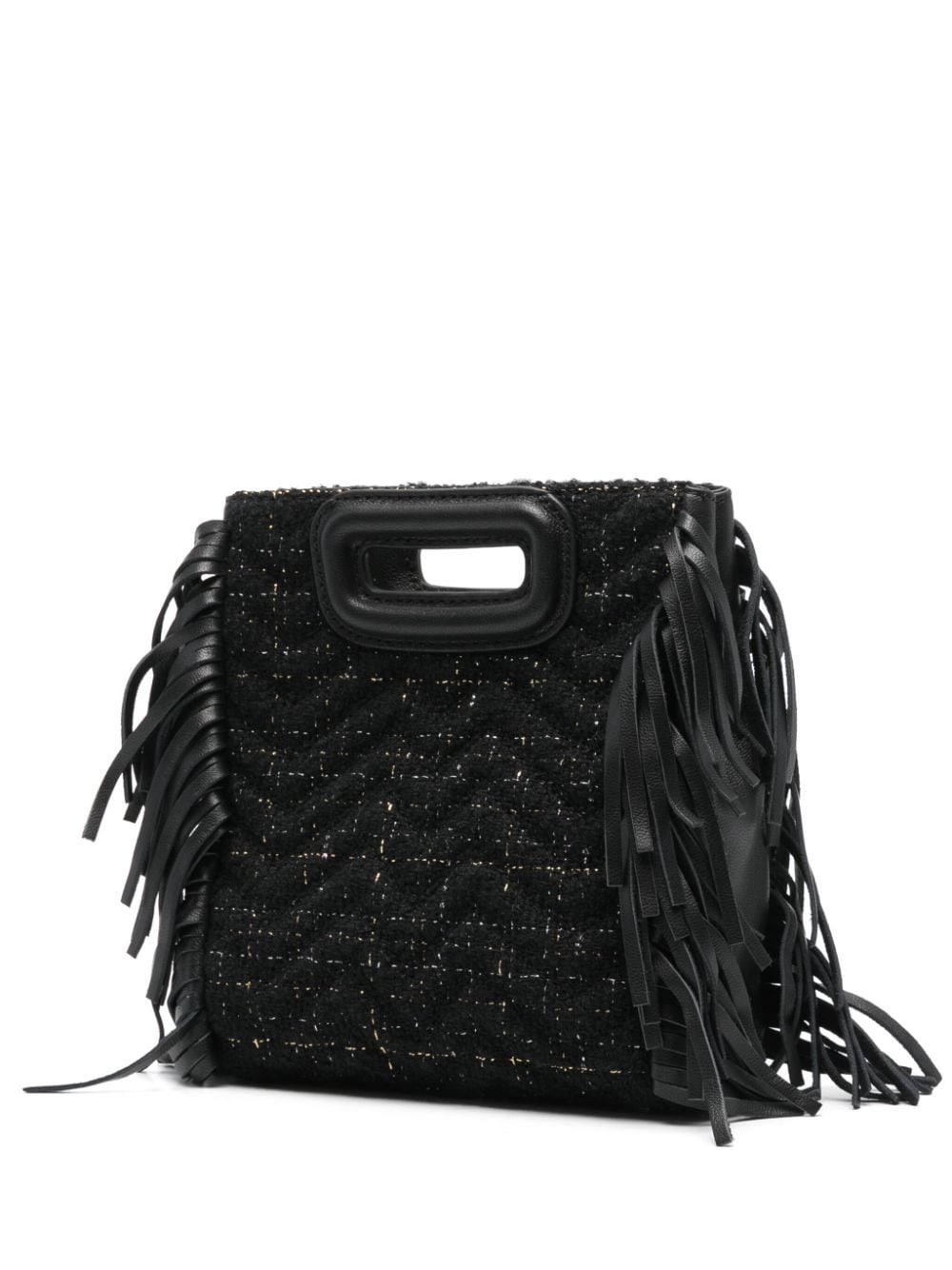 Shop Maje Fringed Mini Bag In Black