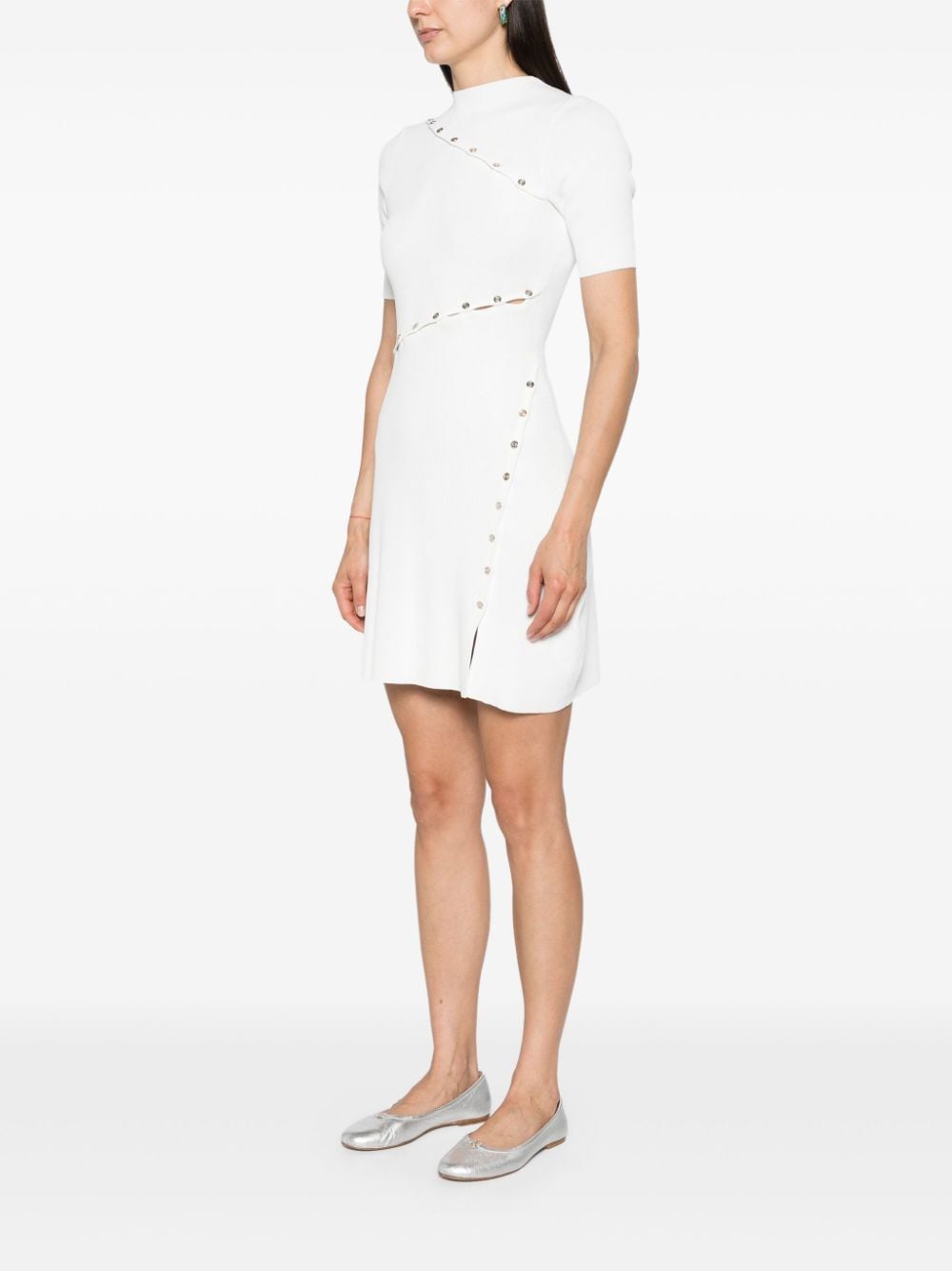 Shop Maje Panelled Ribbed-knit Dress In White