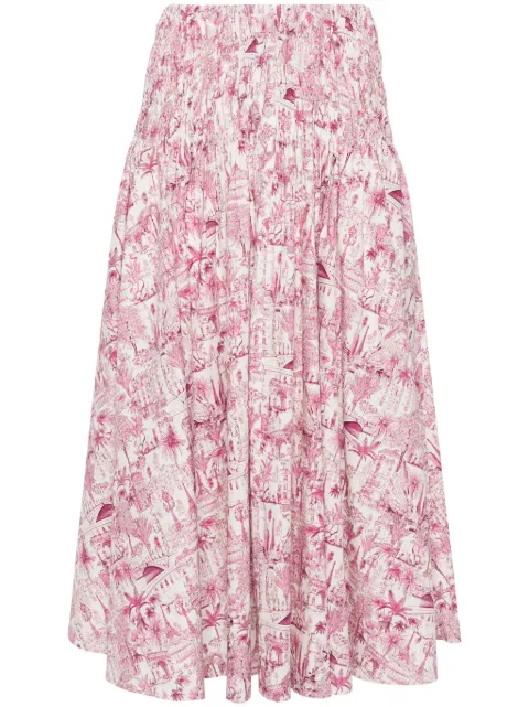Maje smocked-waist skirt
