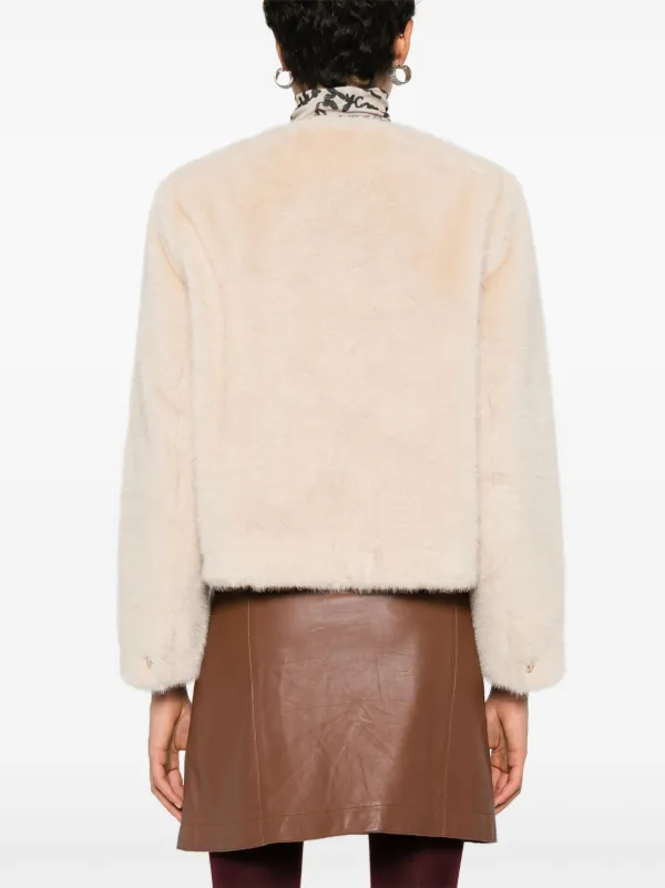 Maje cropped faux fur jacket best sale