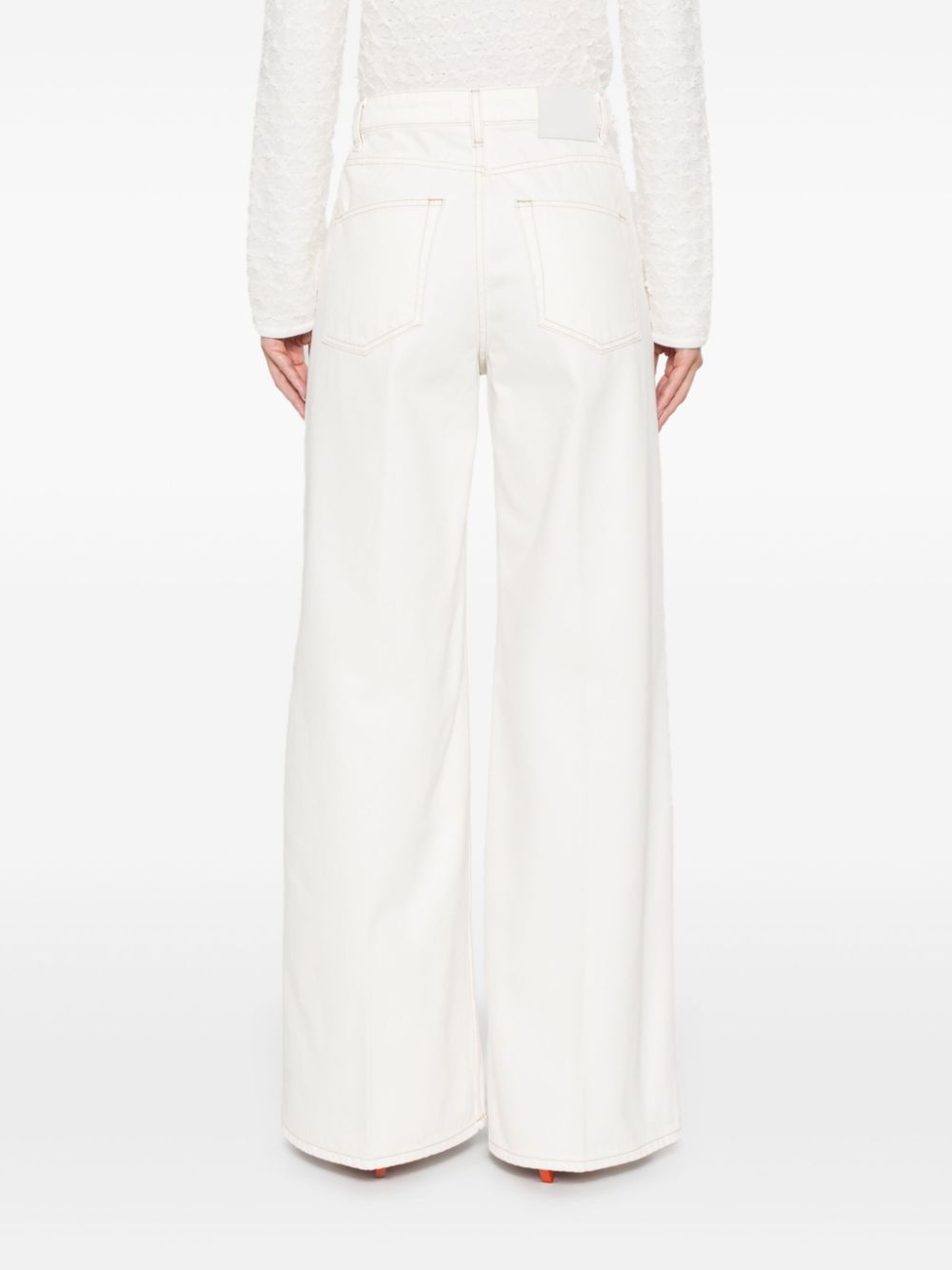 Shop Maje Embroidered High-rise Jeans In White