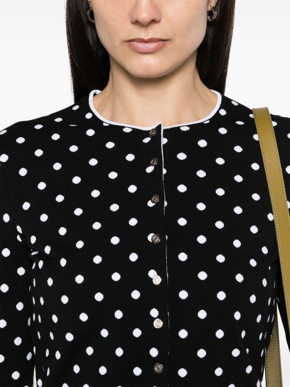 Shop Maje Polka Dot-print Cardigan In Black