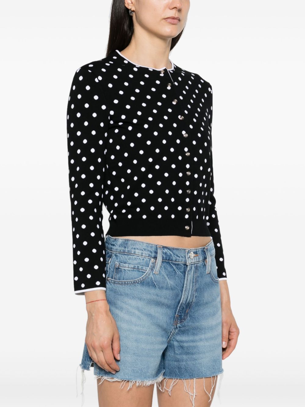 Shop Maje Polka Dot-print Cardigan In Black